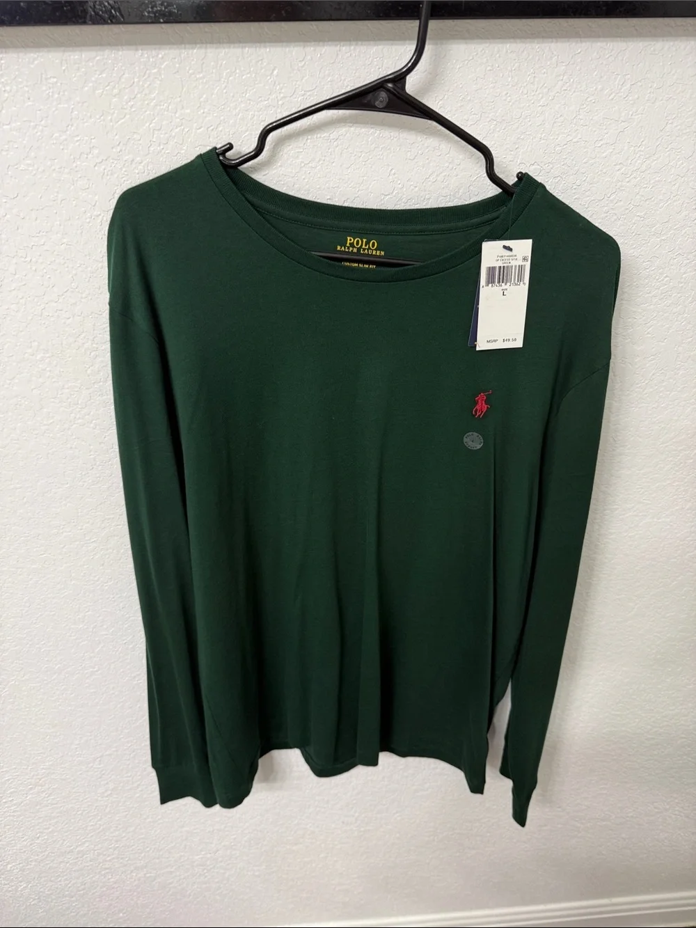 Polo by Ralph Lauren Forest Green Long Sleeve Tee with Red Logo